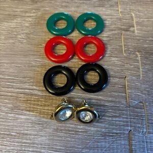 Vtg Signed KJL For Avon Rhinestone Lucite Interchangable Clip Earrings Gold Tone